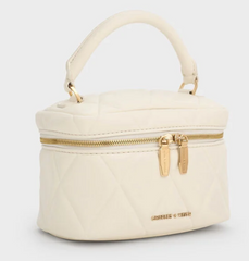 Charles & Ke*th - Arwen Quilted Vanity Bag - Cream - (AD-JUL26-PTT) with box