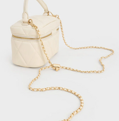 Charles & Ke*th - Arwen Quilted Vanity Bag - Cream - (AD-JUL26-PTT) with box