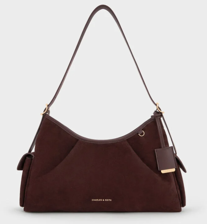 Charles & Ke*th -Women's Black Khai Side-pocket Shoulder Bag - Espresso Brown (AD-JUL26-IRF)