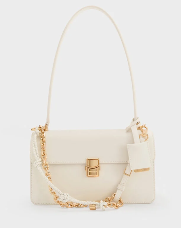 Charles & Ke*th - Acelynn Rope-Chain Shoulder Bag - Cream ((AD-JUN26-JFR)