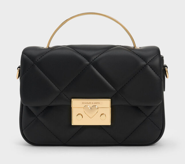 Charles & Ke*th -Quilted top-handle bag - Black with Gift BOX (AD-SEP16-PT)
