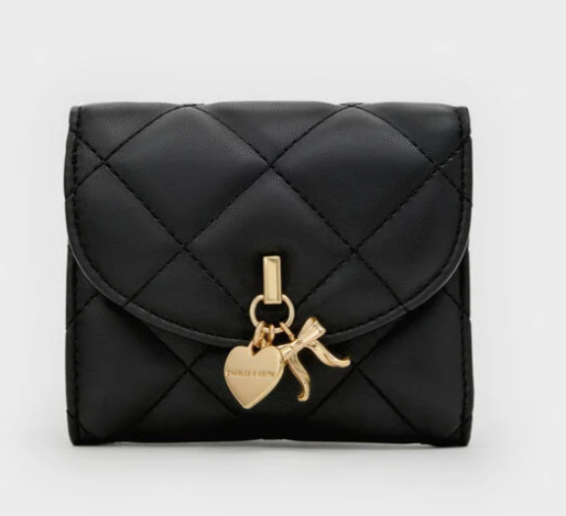 Charles & Ke*th - Arrietty Quilted Curved-Flap Wallet - Black (AD-SEP16-WLPT)