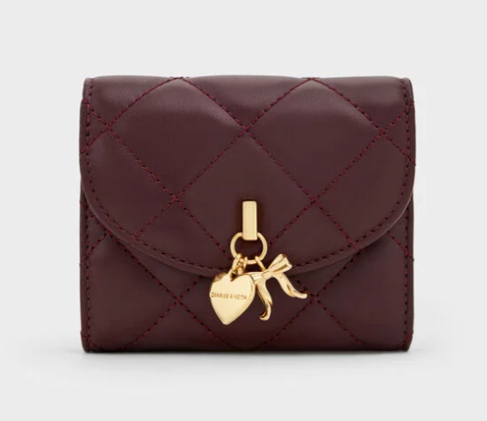 Charles & Ke*th - Arrietty Quilted Curved-Flap Wallet - Burgundy (AD-SEP16-WLPT)