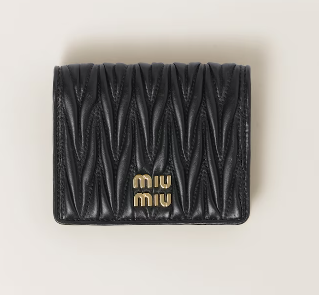 M*u M*u  - Small matelassé nap pa leather wallet - Black (AD-SEP16-WLPT) With Box