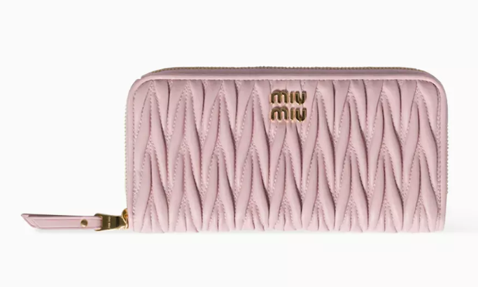 M*u M*u  - Large Matelassé Wallet in Nappa Leather - Pink (AD-SEP16-WLPT) With Box
