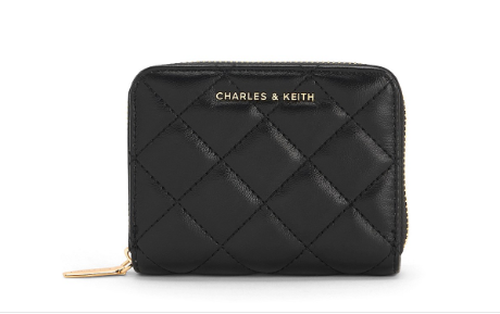 Charles & Ke*th - Alva Quilted Zip-Around Wallet - Black (AD-SEP16-WLPT) With Box