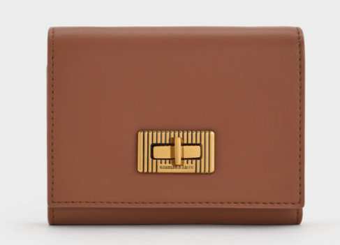 Charles & Ke*th - Edna Turn-Lock Knotted-Strap Wallet - Chocolate (AD-SEP16-WLPT) With Box