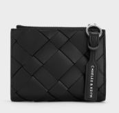 Charles & Ke*th - Ivette Woven Top-Zip Small Wallet - Black (AD-SEP16-WLPT) With Box