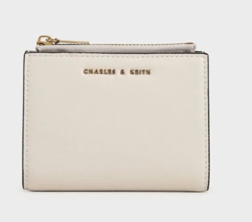 Charles & Ke*th - Ivette Woven Top-Zip Small Wallet - Cream (AD-SEP16-WLPT) With Box