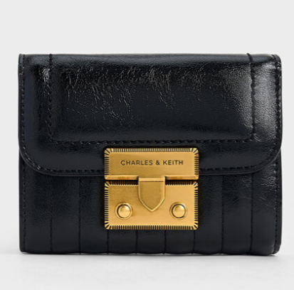 Charles & Ke*th - Donna Crinkle-Effect Wallet  - Black (AD-SEP16-WLPT) With Box