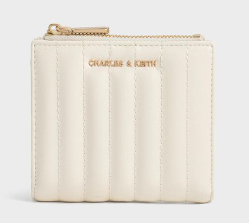 Charles & Ke*th - Donna Panelled Top-Zip Wallet - Cream (AD-SEP16-WLPT) With Box