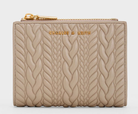 Charles & Ke*th - Apolline Textured Top-Zip Wallet - Sand (AD-SEP16-WLPT) With Box