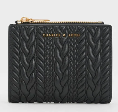 Charles & Ke*th - Apolline Textured Top-Zip Wallet - Black  (AD-SEP16-WLPT) With Box