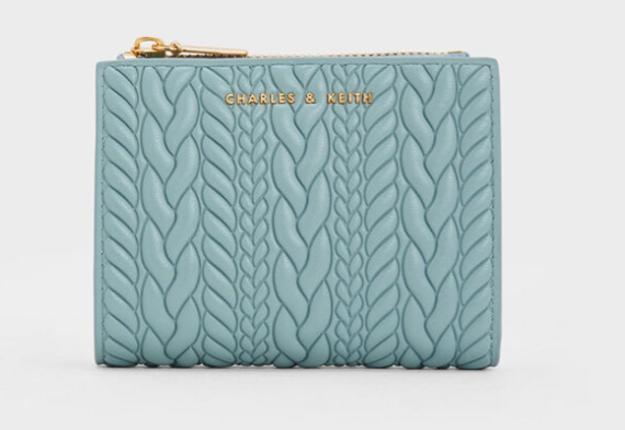 Charles & Ke*th - Apolline Textured Top-Zip Wallet - Slate Blue  (AD-SEP16-WLPT) With Box