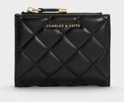 Charles & Ke*th - Alva Quilted Top-Zip Small Wallet - Black (AD-SEP16-WLPT) With Box