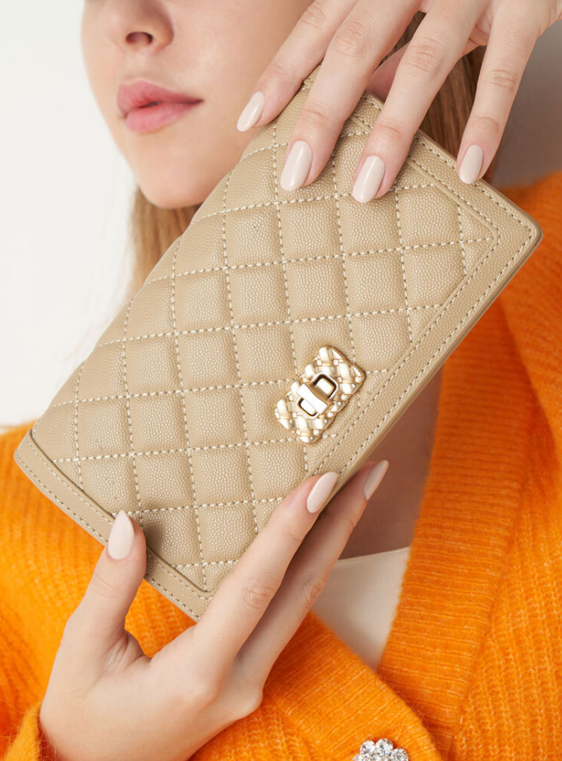 Charles & ke*th - Micaela Quilted Long Wallet - Sand