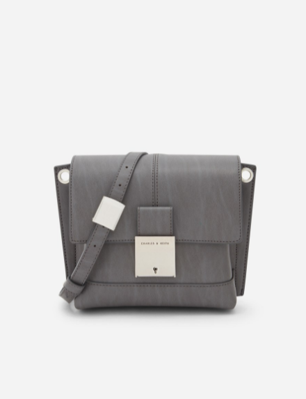 Charles & Ke*th - Juniper Metallic Push Lock Crossbody Bag - Gray-EiD Sale!