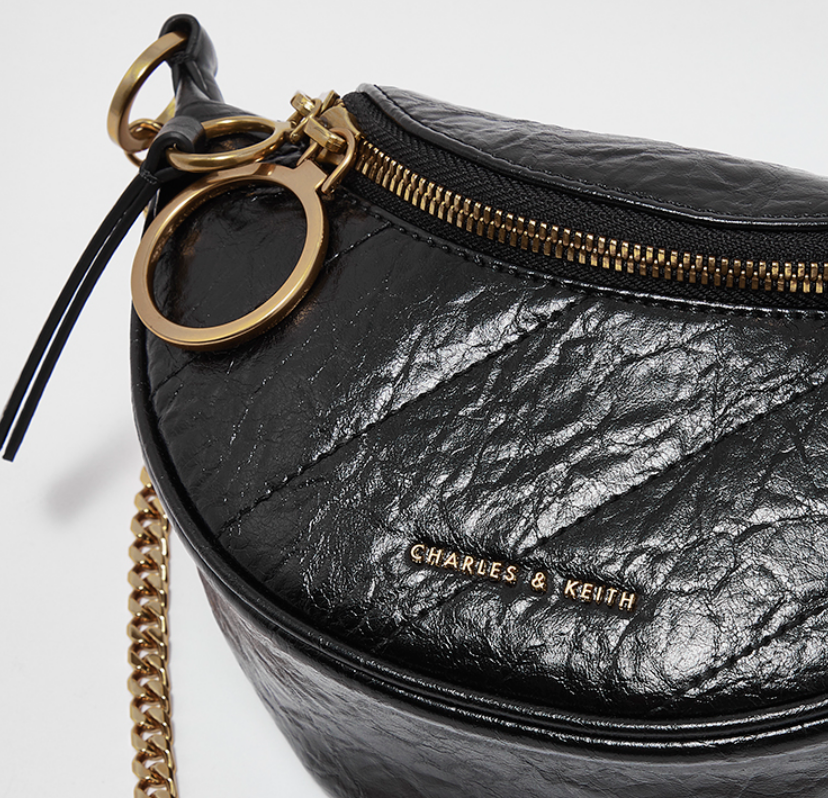 Charles & Ke*th - Wrinkled-Effect Half-Moon - Black - Crossbody Bag (NB)