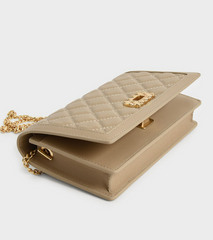 Charles & ke*th - Micaela Quilted Long Wallet - Sand