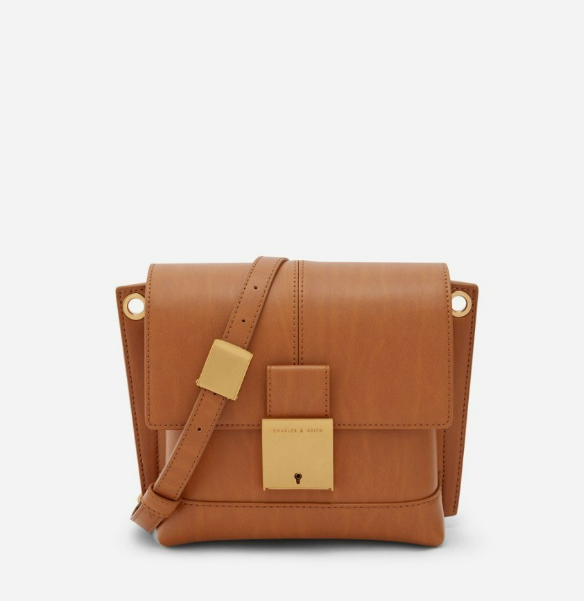 Charles & Ke*th - Juniper Metallic Push-Lock Crossbody Bag - Cognac-Eid Sale!