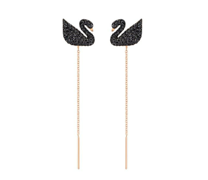 Swar*vski - Iconic Swan Rose Gold Plated Chain Earrings - 5351805 (AD-FB26-SW)