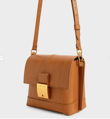 Charles & Ke*th - Juniper Metallic Push-Lock Crossbody Bag - Cognac-Eid Sale!