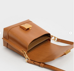 Charles & Ke*th - Juniper Metallic Push-Lock Crossbody Bag - Cognac-Eid Sale!