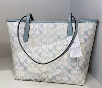 C*ACH -  Small City Tote Bag -Chalk-Green-Blue (AD-JUN26-JFRCO)