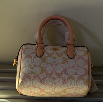 C*ACH - Mini R*wan Satchel Bag In Signature Canvas - Pink-Chalk-Yellow (AD-JAN26-A1)