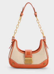 Charles & Ke*th - Winslet Belted Hobo Bag - Orange Canvas- (AD-JUN16-LTPT)