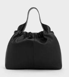 Charles & Ke*th - Ally ruched slouchy bag -Black- (AD-JUN16-LTPT)