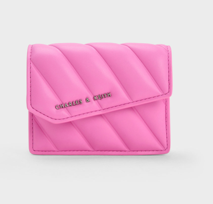 Charles & Ke*th - Asymmetric Flap Panelled Wallet - Pink (AD-SEP16-WLPT) With Box
