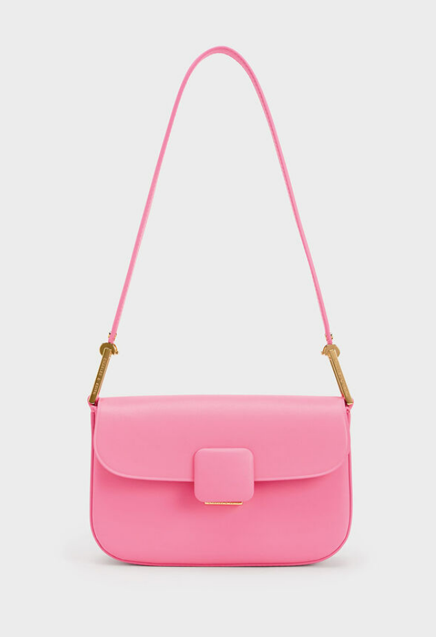 Charles & Ke*th - Koa Square Push-Lock Shoulder Bag - Pink (NB)
