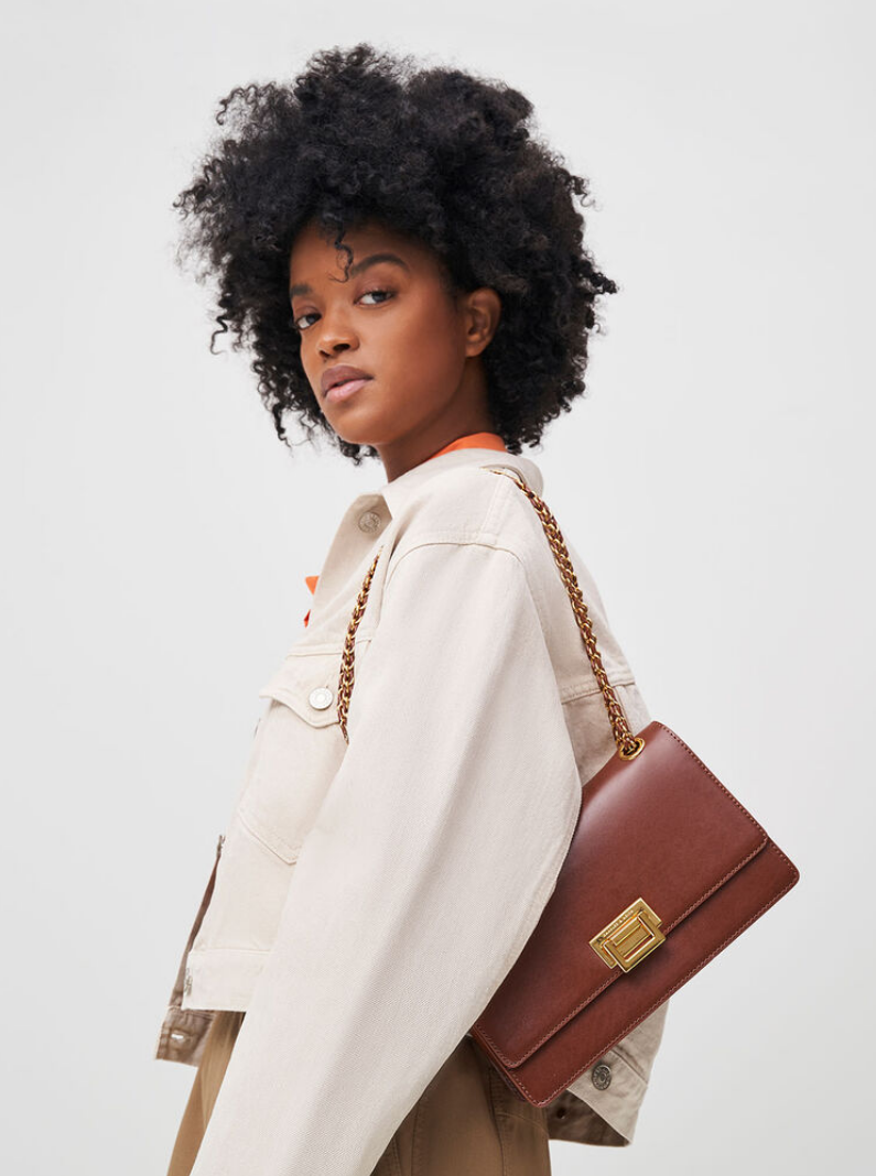 Charles & Ke*th - Metallic Accent Front Flap Bag - Brown (AD-June)