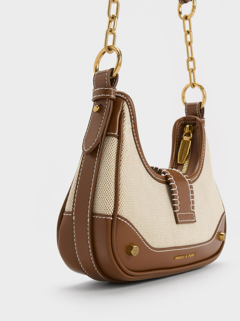 Charles & Ke*th - Winslet Canvas Belted Hobo Bag - Chocolate (AD-June)