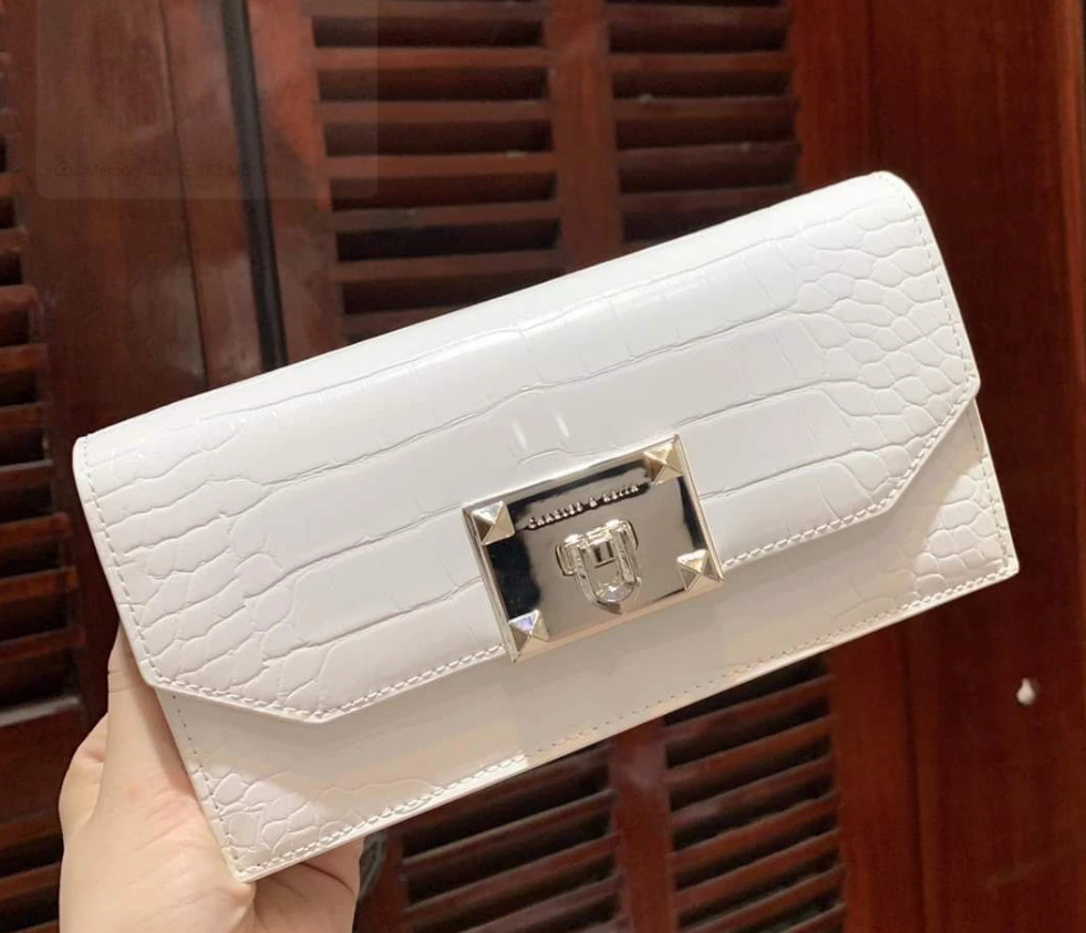 Charles & Ke*th -  Croc-Effect Push Lock Flap Wallet -  off-White-Eid Sale!