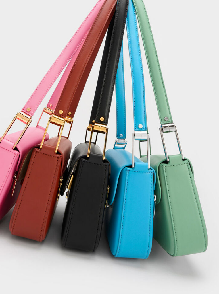 Charles & Ke*th - Koa Square Push-Lock Shoulder Bag - Pink (NB)