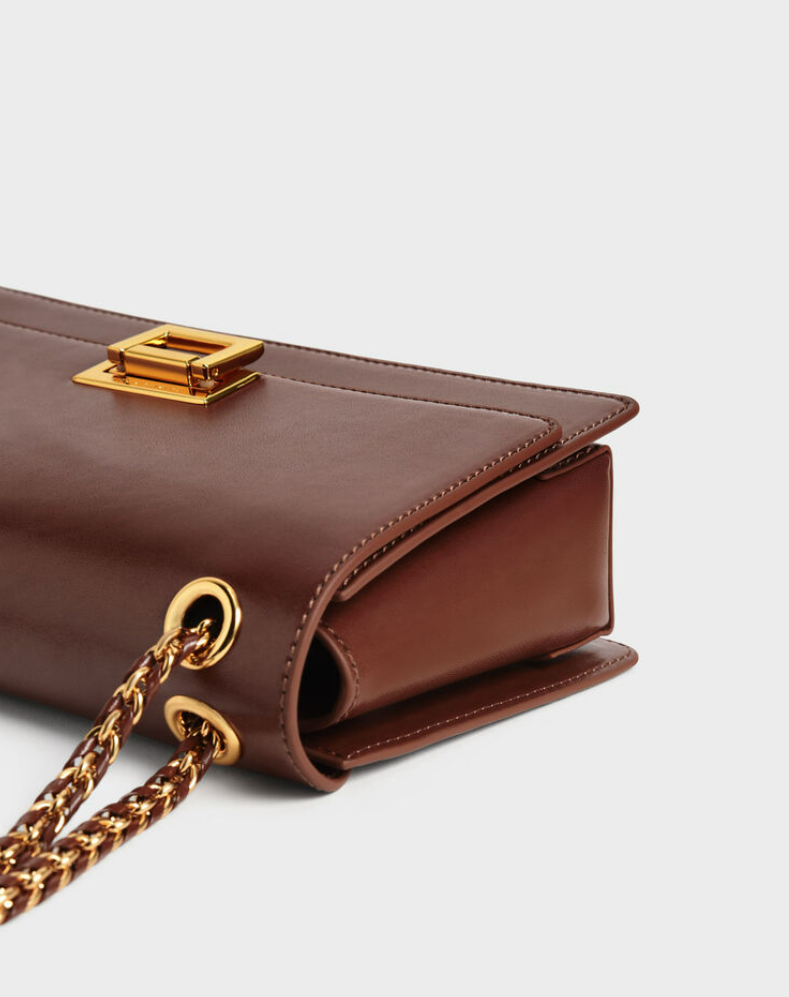 Charles & Ke*th - Metallic Accent Front Flap Bag - Brown (AD-June)