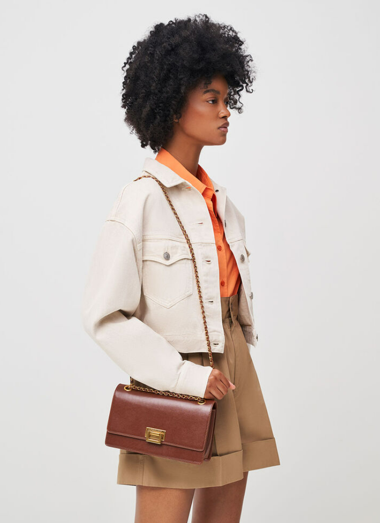 Charles & Ke*th - Metallic Accent Front Flap Bag - Brown (AD-June)
