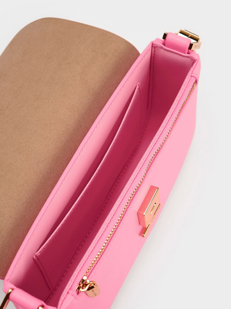 Charles & Ke*th - Koa Square Push-Lock Shoulder Bag - Pink (NB)