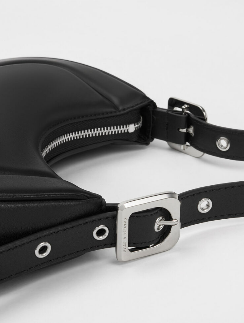 Charles & Ke*th - Petra Curved Shoulder Bag - Black-MINOR DEFECT (NB)