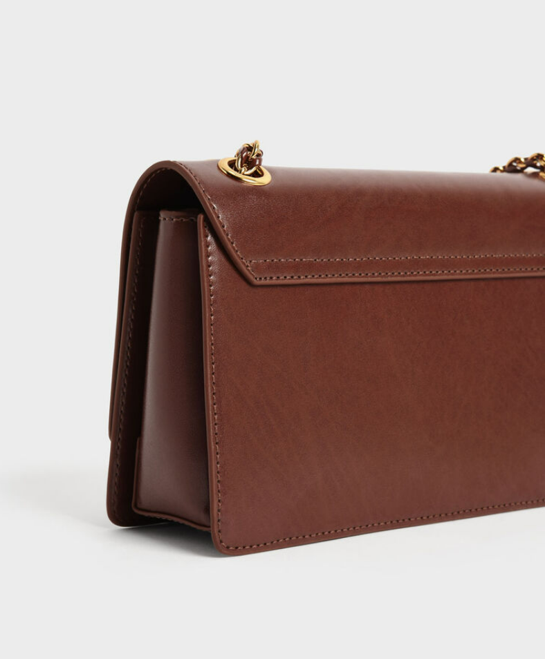 Charles & Ke*th - Metallic Accent Front Flap Bag - Brown (AD-June)