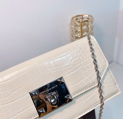 Charles & Ke*th -  Croc-Effect Push Lock Flap Wallet -  off-White-Eid Sale!