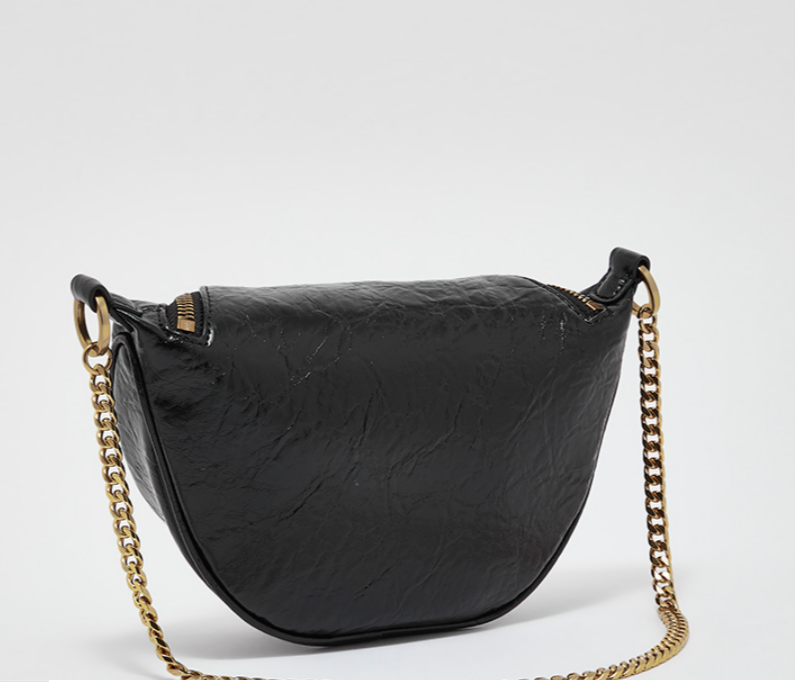 Charles & Ke*th - Wrinkled-Effect Half-Moon - Black - Crossbody Bag (NB)