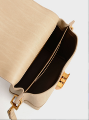 Charles & Ke*th - Beige Juniper Metallic Push Lock Crossbody Bag