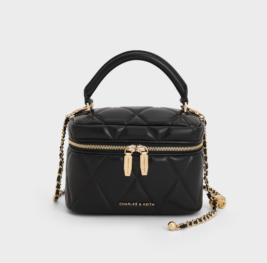 Charles & Ke*th - Arwen Quilted Top Handle Vanity Bag - Black (AD-JAN26-A1)