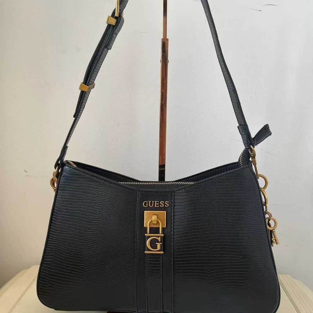 Gues* - Ginevra python-print shoulder bag-BLACK (NB)