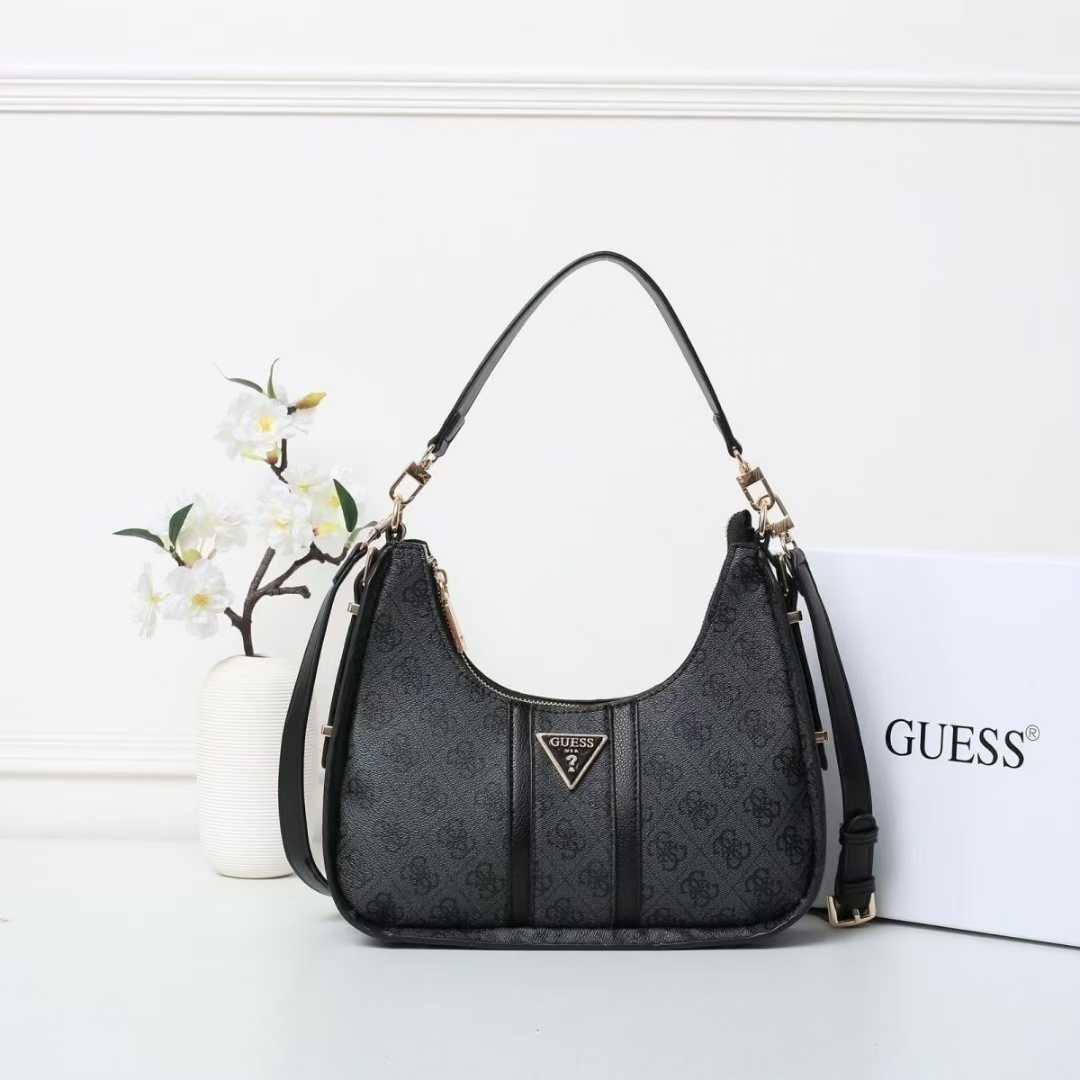 Gues* - NOREEN TOP ZIP SHOULDER BAG - Handbag - coal (NB)
