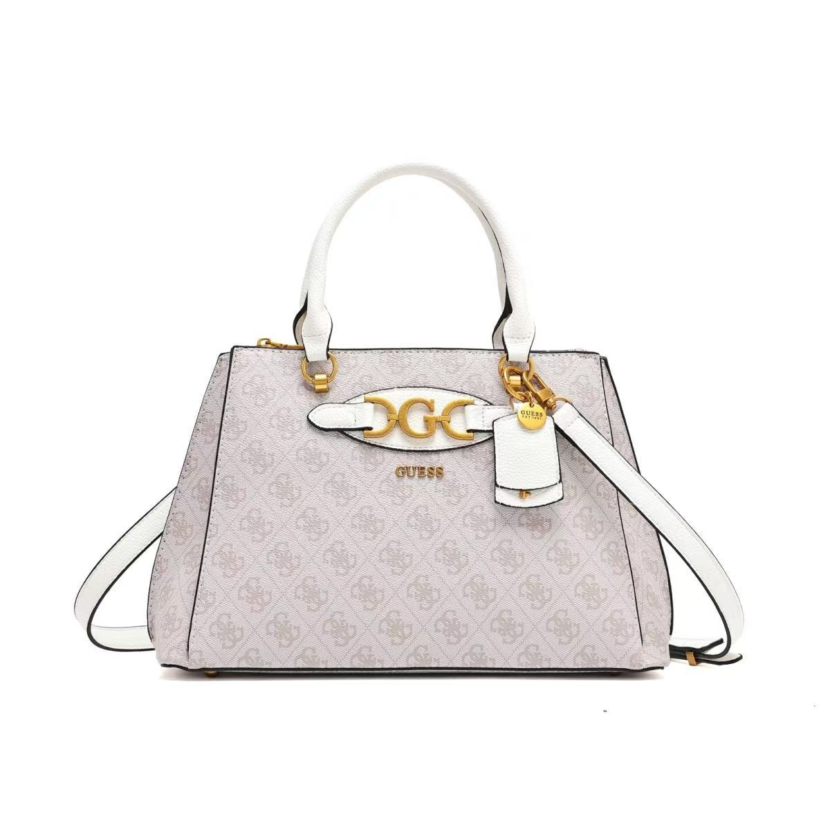 Gues* -  Malva Girlfriend Black Satchel Bag - LIGHT PINK MULTI  (NB)
