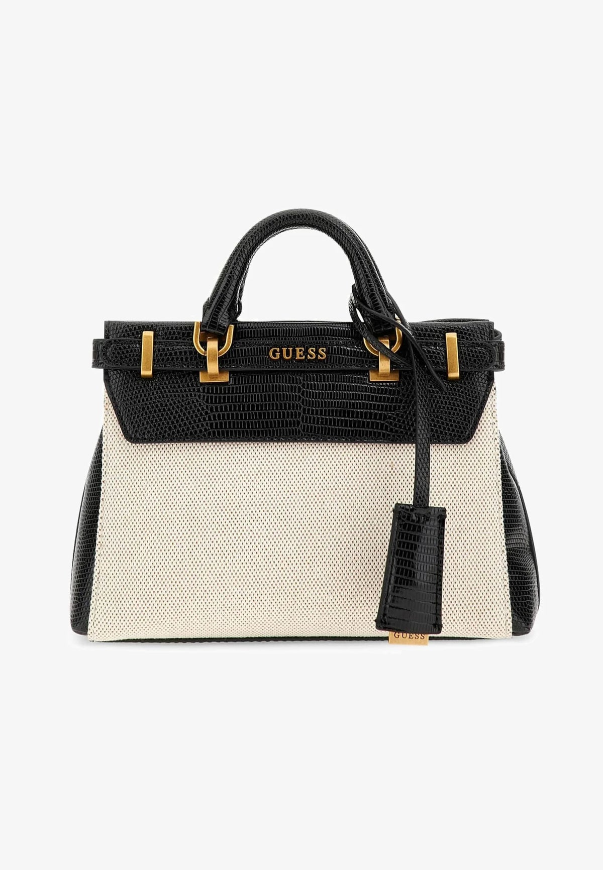 Gues* -  Croc Textured Top Handle Bag - Black (AD-SEP)